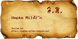 Hepke Milán névjegykártya